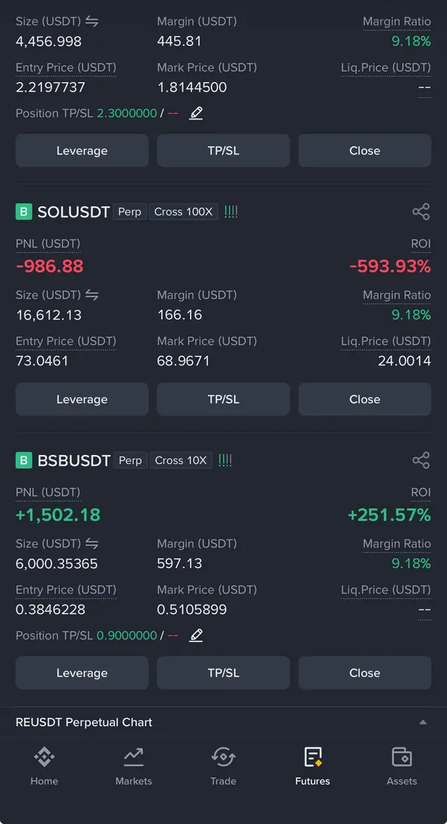 Binance Futures screenshot 2 of 13: Live open positions