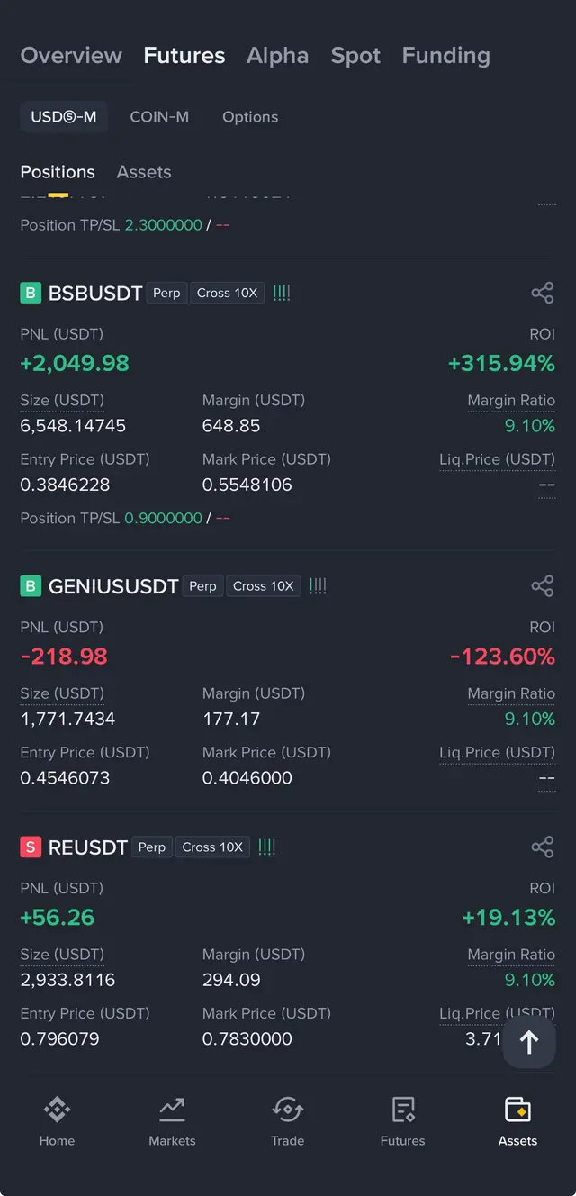 Binance Futures screenshot 3 of 13: Live open positions
