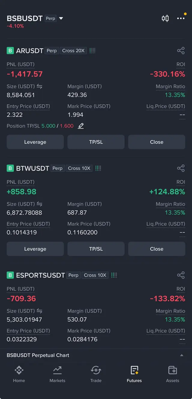 Binance Futures screenshot 4 of 13: Live open positions