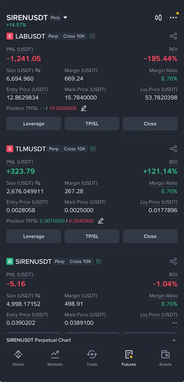 Binance Futures screenshot 5 of 13: Live open positions